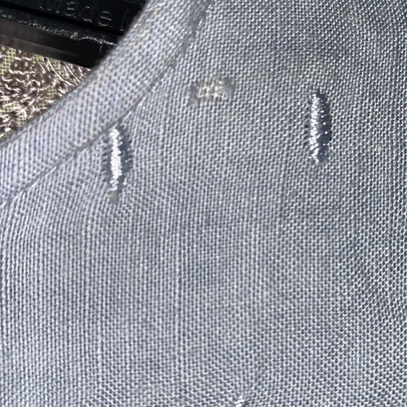 VAN HUESEN LINEN/VISCOSE BLUE BUTTON-DOWN  EMBROIDERED TANK SZ M - Picture 9 of 9